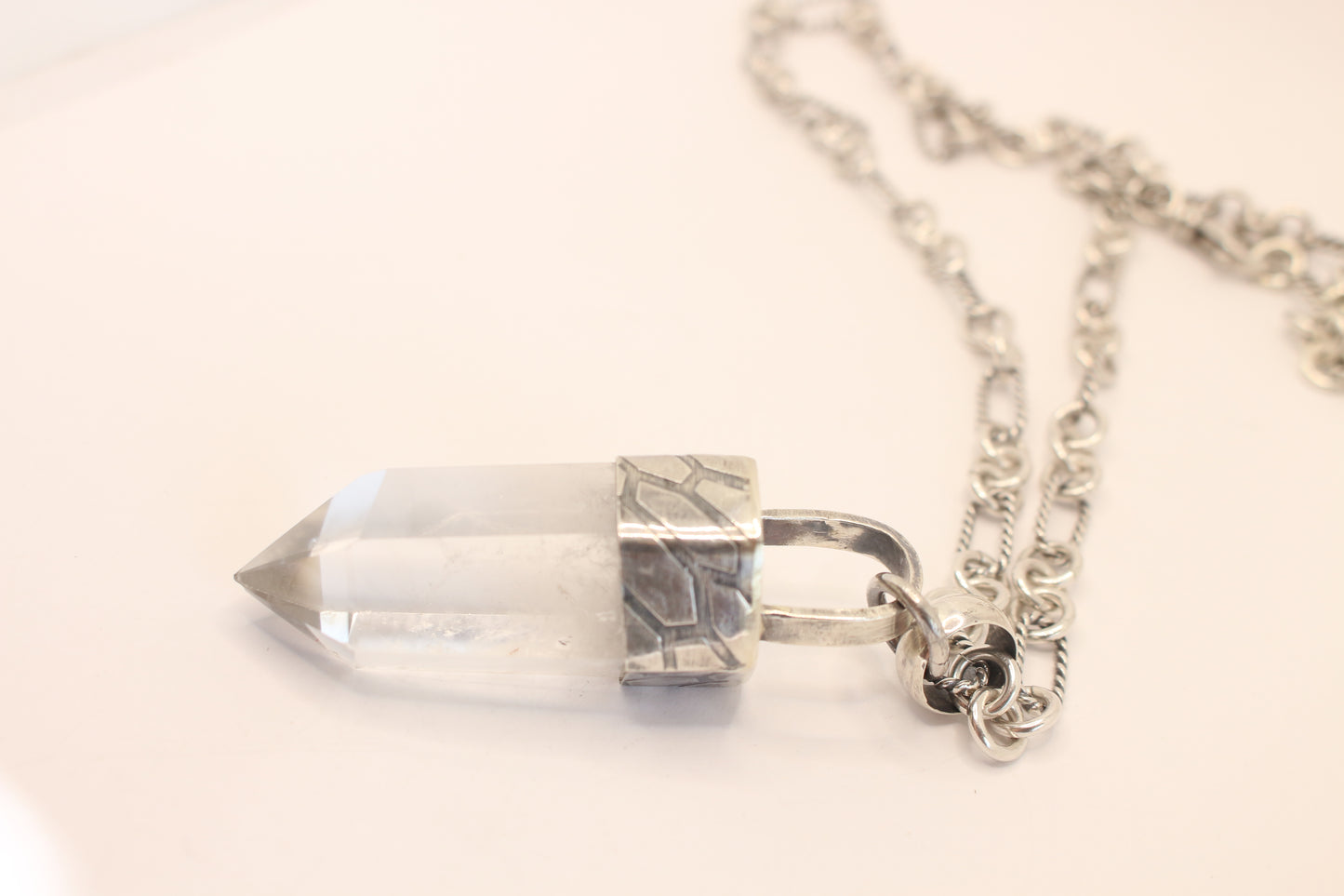 Sterling Silver and White Quartz Necklace Handcrafted