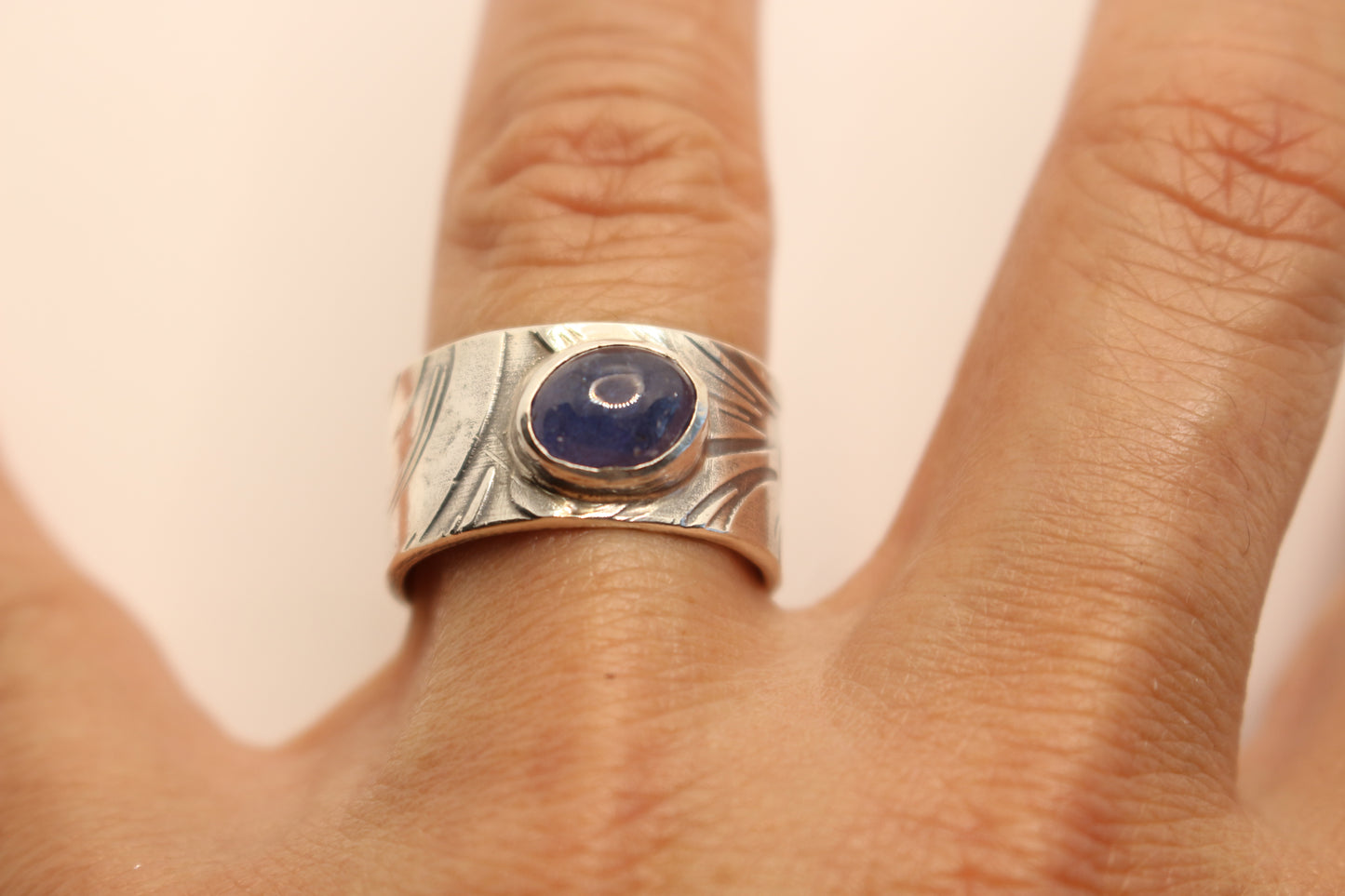 Sterling silver and Tanzanite one of a Kind  Size 7 3/4